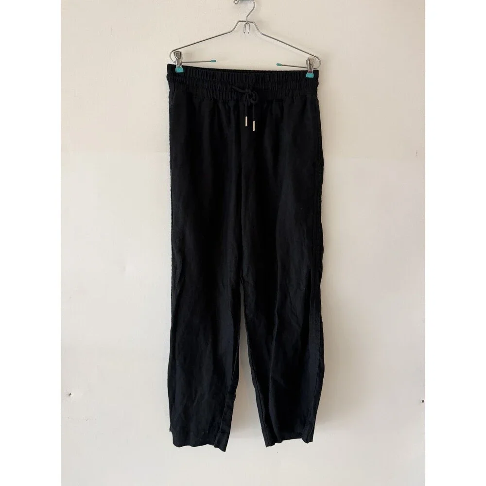 Quince Linen Pants Womens Medium Black 100% European Linen Wide Leg Pant